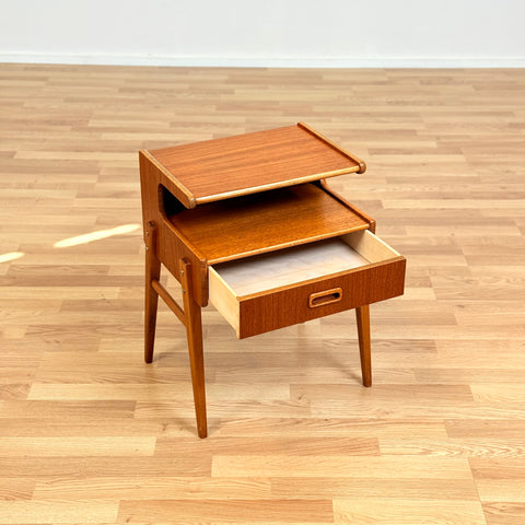 Swedish bedside table in teak & beech