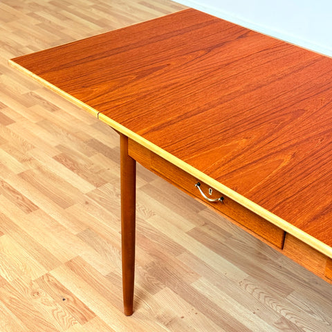 Swedish dining table in teak & beech by Nils Jonsson for Bra Bohag, Hugo Troeds, Bjernum, model “Sika”