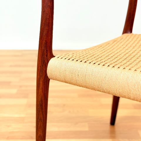 Danish set of 6 dining chairs in Santos rosewood, Niels O. Møller, model 78