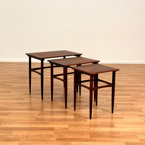 Set of 3 nest of tables in Santos rosewood, 1950s-60s Denmark