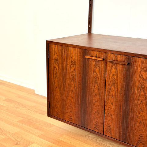 Danish wall unit in Santos rosewood by Kai Kristiansen, for FM Mobler