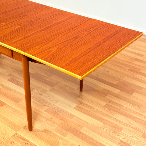 Swedish dining table in teak & beech by Nils Jonsson for Bra Bohag, Hugo Troeds, Bjernum, model “Sika”