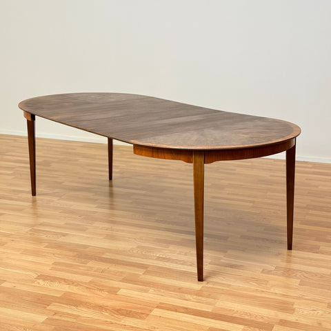 Swedish round dining table in walnut & beech