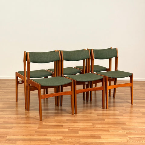 Danish set of 6 dining chairs in teak by Erik Buch
