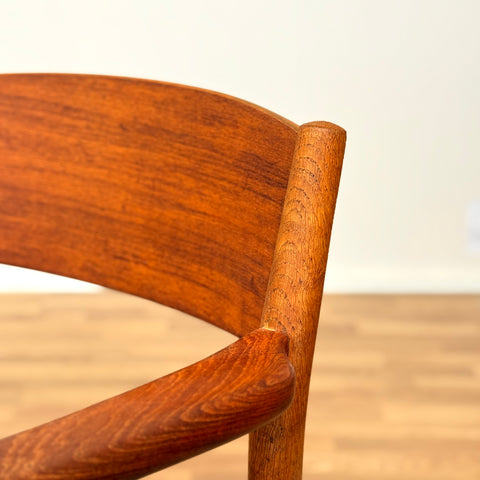 Danish set of 4 dining chairs in teak & oak by Borge Mogensen