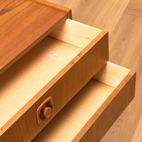 Swedish small chest of drawers in teak and walnut