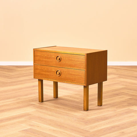 Swedish small chest of drawers in teak and beech