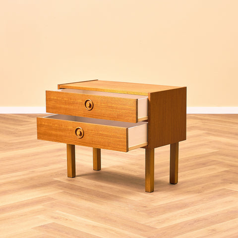 Swedish small chest of drawers in teak and beech