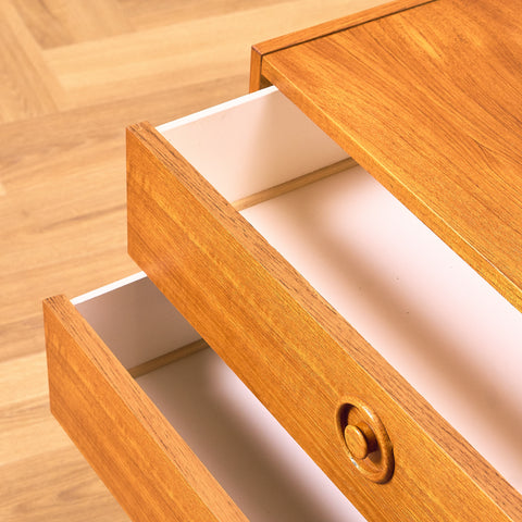 Swedish small chest of drawers in teak and beech