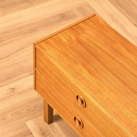 Swedish small chest of drawers in teak and beech