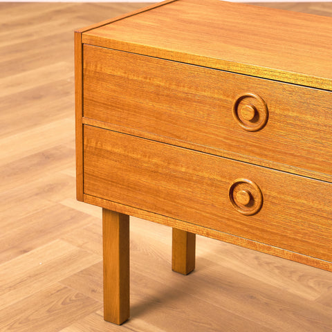 Swedish small chest of drawers in teak and beech