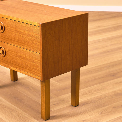 Swedish small chest of drawers in teak and beech