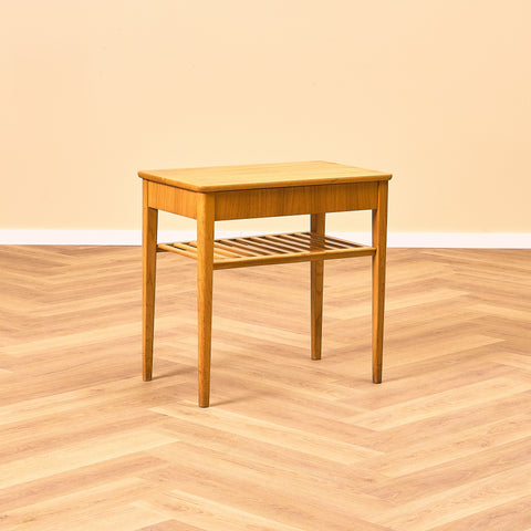 Swedish bedside tables in birch and teak by Svensk Möbelindustri