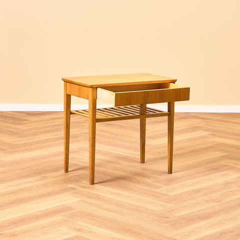 Swedish bedside tables in birch and teak by Svensk Möbelindustri