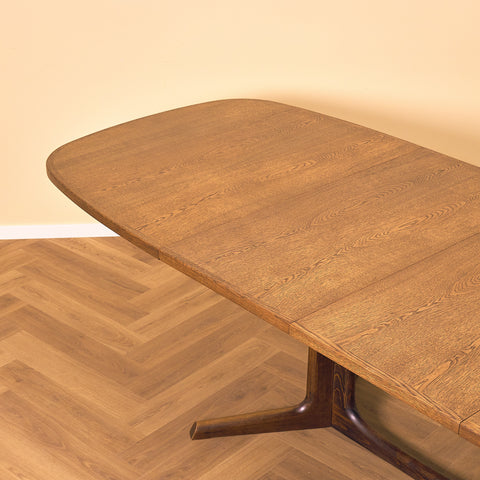 Danish oval dining table in smoked oak by Niels Møller for Gudme Møbelfabrik