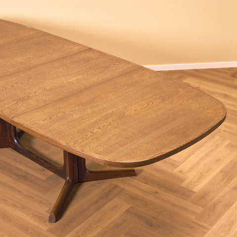 Danish oval dining table in smoked oak by Niels Møller for Gudme Møbelfabrik