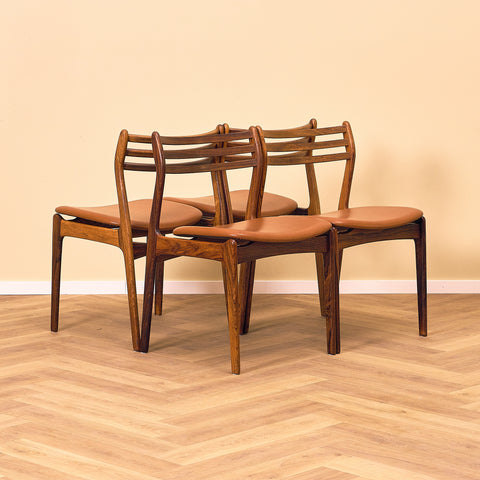 Danish dining chairs in Santos rosewood by P.E. Jorgensen for Farsø Møbelfabrik