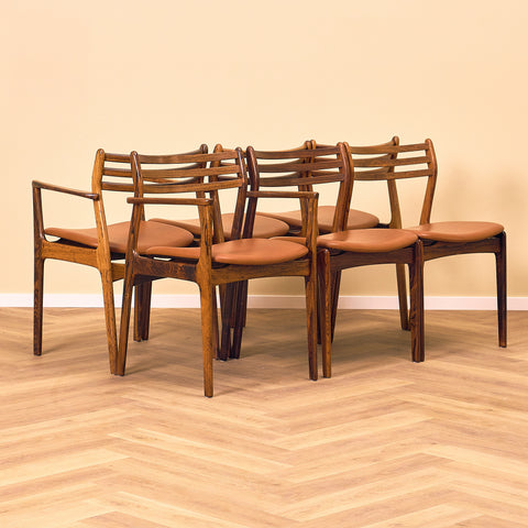 Danish dining chairs in Santos rosewood by P.E. Jorgensen for Farsø Møbelfabrik