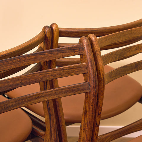 Danish dining chairs in Santos rosewood by P.E. Jorgensen for Farsø Møbelfabrik
