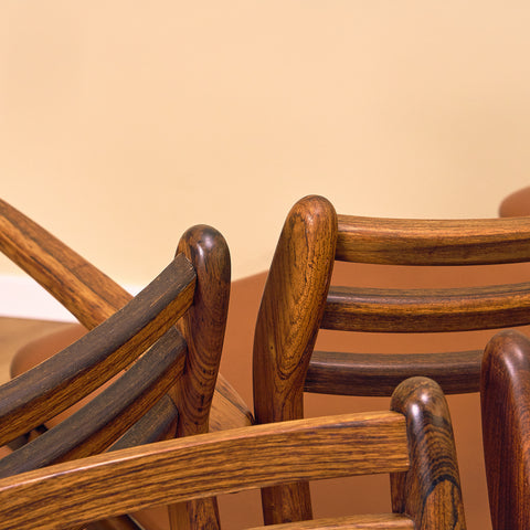 Danish dining chairs in Santos rosewood by P.E. Jorgensen for Farsø Møbelfabrik