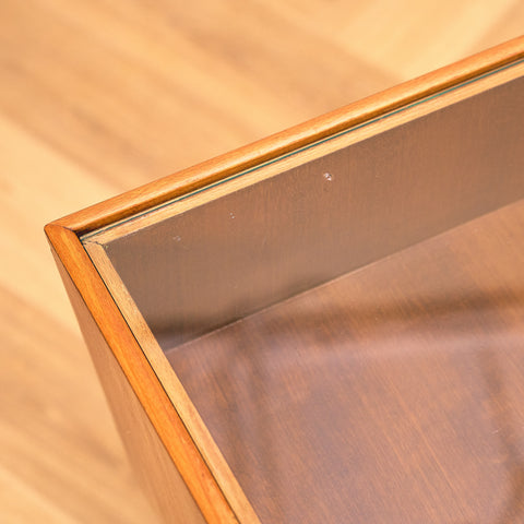 Swedish bedside tables in mahogany & glass