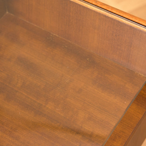 Swedish bedside tables in mahogany & glass