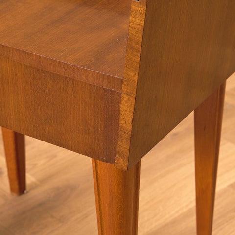 Swedish bedside tables in mahogany & glass