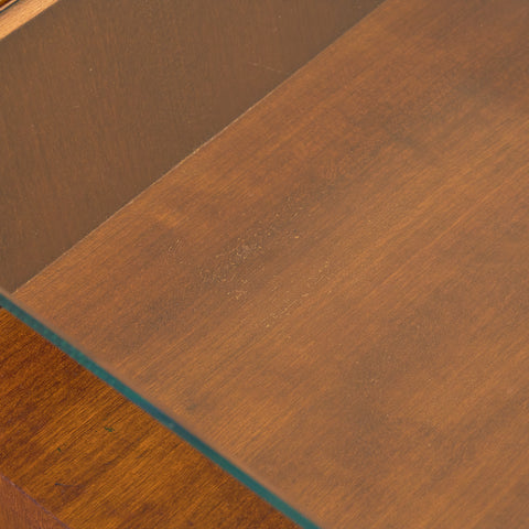 Swedish bedside tables in mahogany & glass