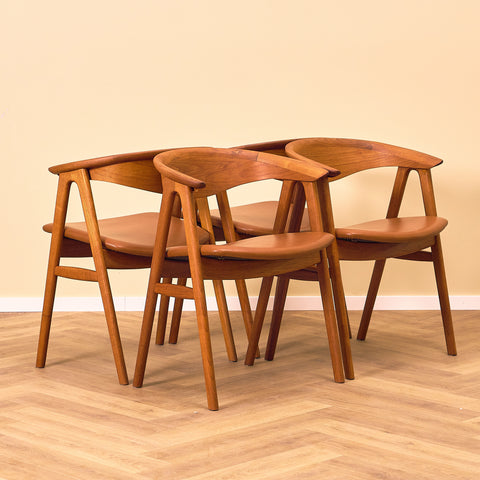 Danish dining chairs in teak, model 'Compass' by Erik Kirkegaard for Høng Stolefabrik