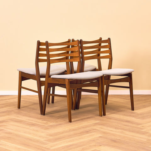 Danish dining chairs in walnut & teak by SAX