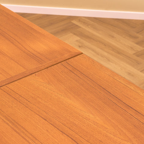 Danish rectangular dining table in teak and beech