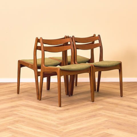 Danish dining chairs in walnut & teak