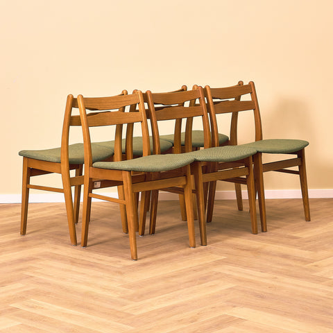 Danish dining chairs in teak and beech by Findahl