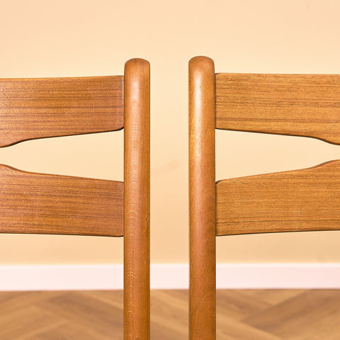 Danish dining chairs in teak and beech by Findahl