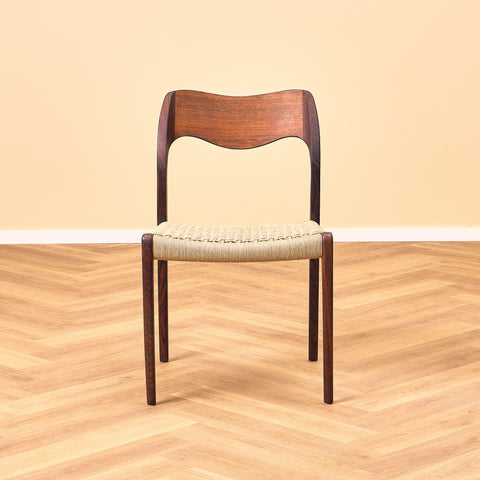 Danish set of 6 dining chairs in Santos rosewood, model 71 by Niels O. Møller for JL Møbelfabrik