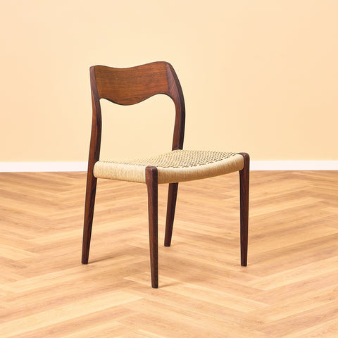 Danish set of 6 dining chairs in Santos rosewood, model 71 by Niels O. Møller for JL Møbelfabrik