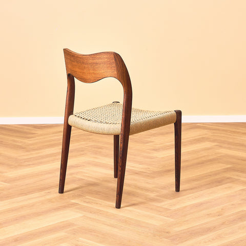 Danish set of 6 dining chairs in Santos rosewood, model 71 by Niels O. Møller for JL Møbelfabrik