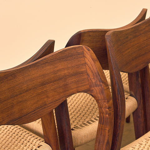 Danish set of 6 dining chairs in Santos rosewood, model 71 by Niels O. Møller for JL Møbelfabrik