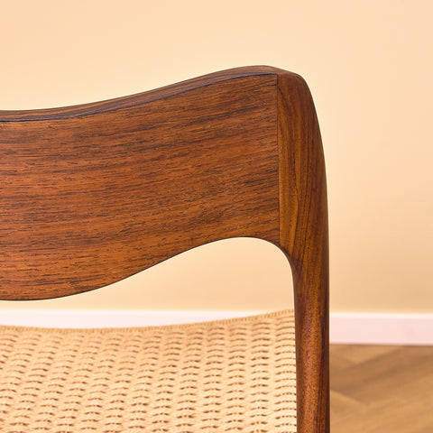Danish set of 6 dining chairs in Santos rosewood, model 71 by Niels O. Møller for JL Møbelfabrik