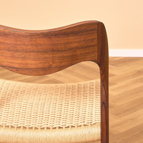 Danish set of 6 dining chairs in Santos rosewood, model 71 by Niels O. Møller for JL Møbelfabrik
