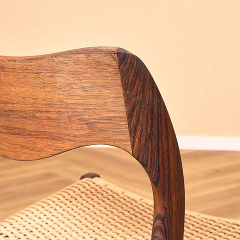 Danish set of 6 dining chairs in Santos rosewood, model 71 by Niels O. Møller for JL Møbelfabrik