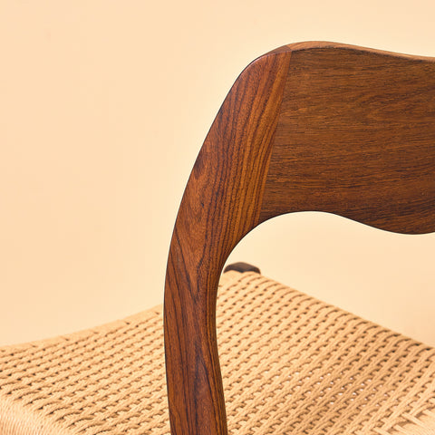 Danish set of 6 dining chairs in Santos rosewood, model 71 by Niels O. Møller for JL Møbelfabrik
