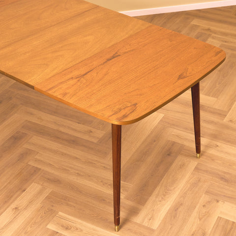 Swedish dining table in teak and beech