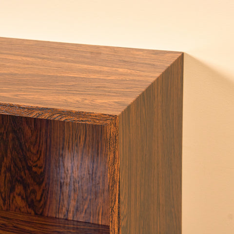 Danish bookshelf laminated in Santos rosewood