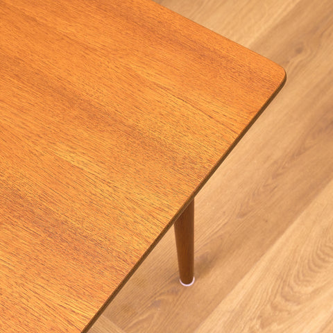 Swedish side table with magazine shelf in teak and oak