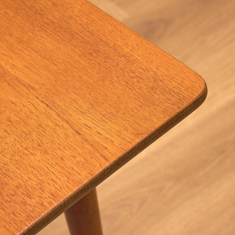 Swedish side table with magazine shelf in teak and oak