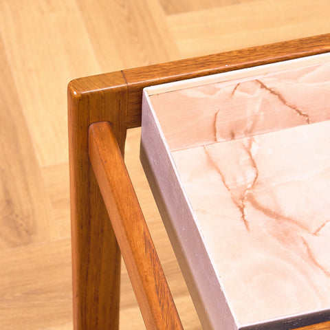 Danish side table for plants in teak and zink