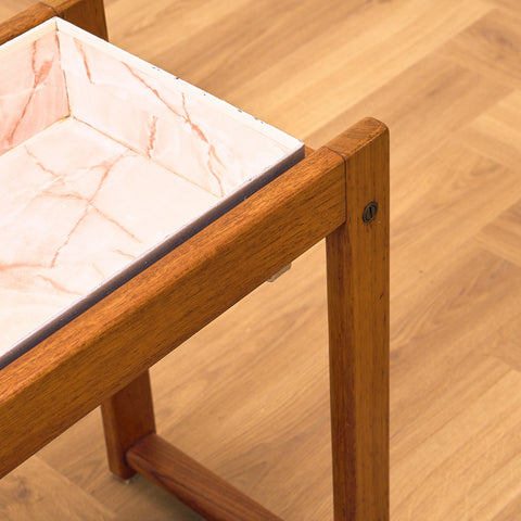 Danish side table for plants in teak and zink