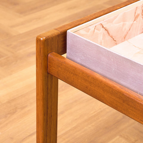 Danish side table for plants in teak and zink