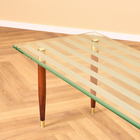 Swedish coffee table in glass and beech